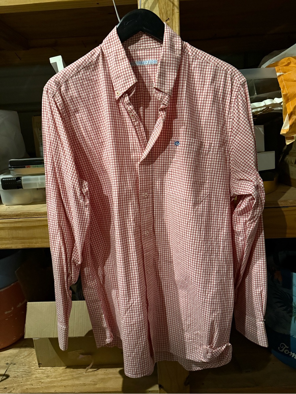 Southern Tide Men's Pink and White Check Button-Down Shirt